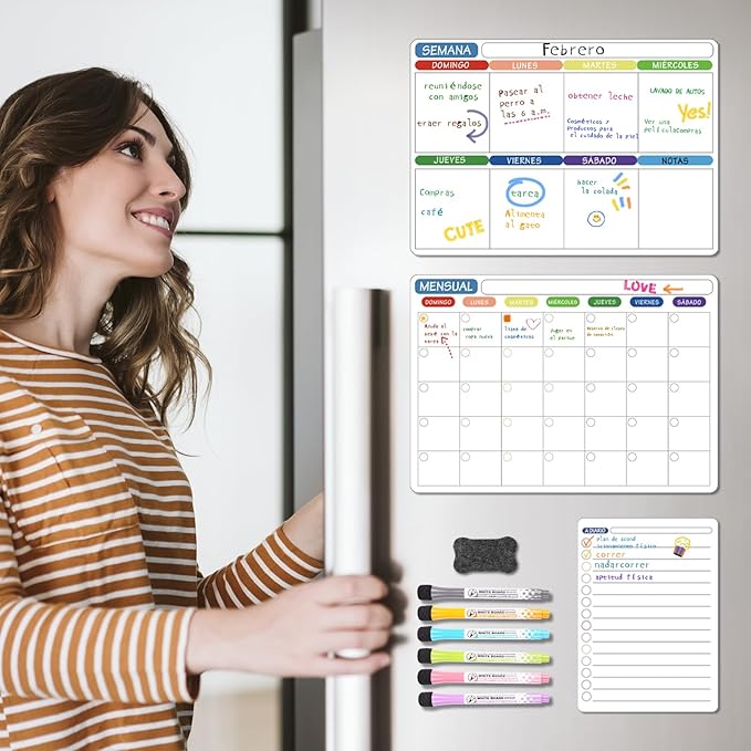 Calendario Magnético de Borrado en Seco para Refrigerador