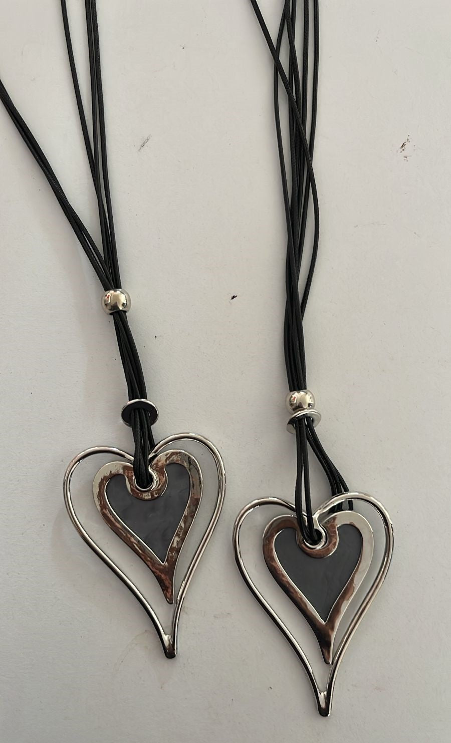 Collar corazón doble plateado