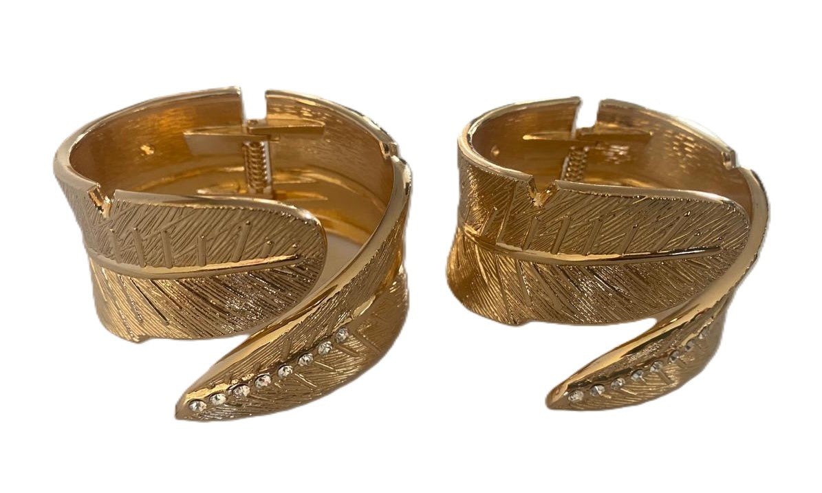 Pulsera hojas dorada ancha