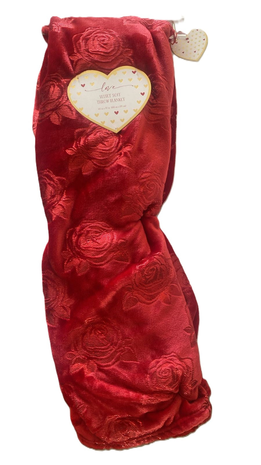 Cobija roja con diseño de rosas