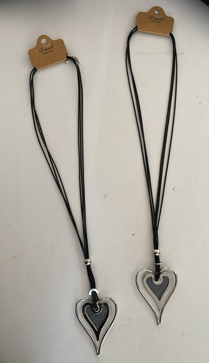 Collar corazón doble plateado