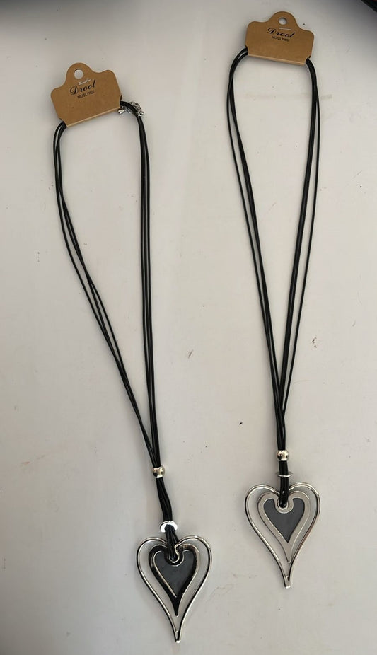 Collar corazón doble plateado